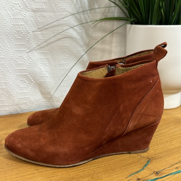 Anthropologie / humanoid cognac leather ankle boot booties wedges 38 - Picture 5 of 10
